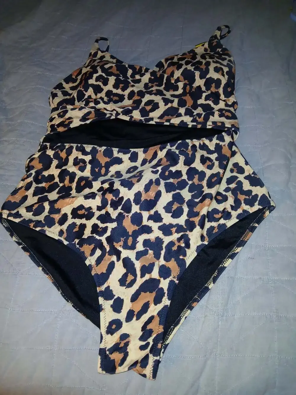 Leopard Print Cut-Out One-Piece Swimsuit Size L